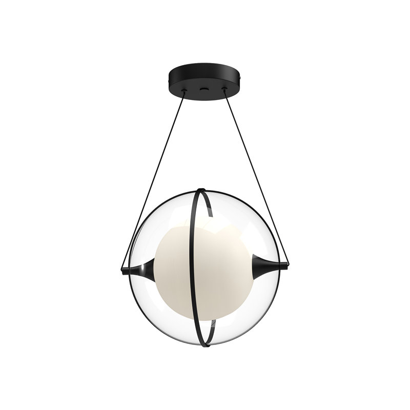 Luminaire suspendu sphère 1 lumière DEL Aries, Noir, H 12,13 po x l 13 po x P 12,13 po