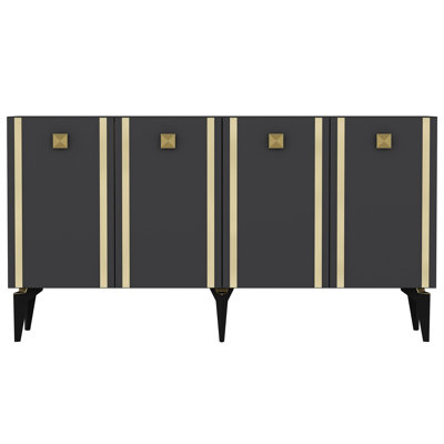 Stylish Console Table, Anthracite & Gold, 100% Melamine Coated Particle Board, Thickness: 0.7 inches | Modern Design for Living Room & Entryway, Durable & Elegant Storage Solution