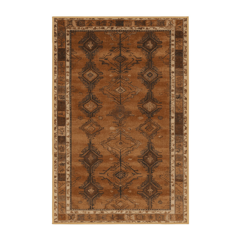 Machine Washable Art Deco Brown Area Rug, Rectangle 2' x 3'