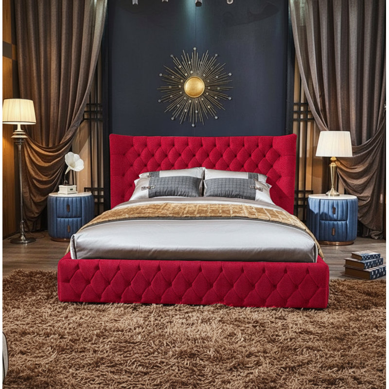 Buckingham Upholstered Ottoman Storage Bed, Small Double (4'), Red