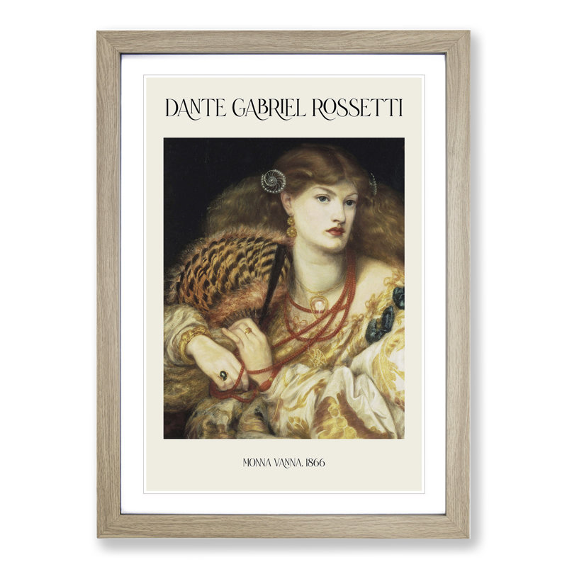 Monna Vanna by Dante Gabriel Rossetti - Picture Frame Painting, 36cm H x 27cm W x 2cm D, Oak