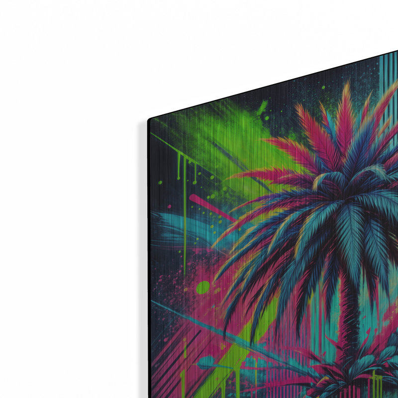 «Palm Tree Abstract 2» par Rey Klimt, art mural en métal, H 12 po x l 12 po