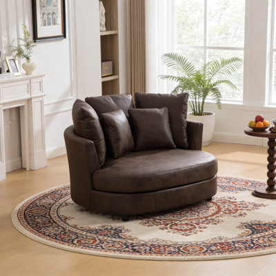 Upholstered Oversized Slipcovered Accent Chenille Barrel Chair Round Sofa Chair