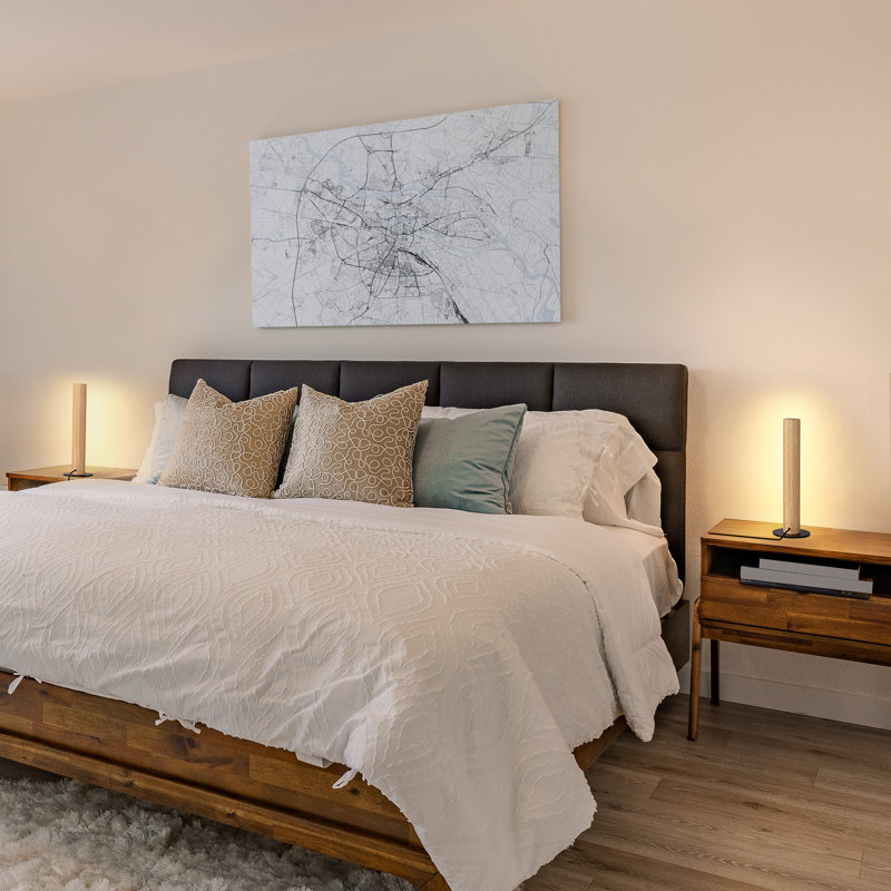Cylinder Solid Wood Dimmable LED Table Lamp, Natural Wood