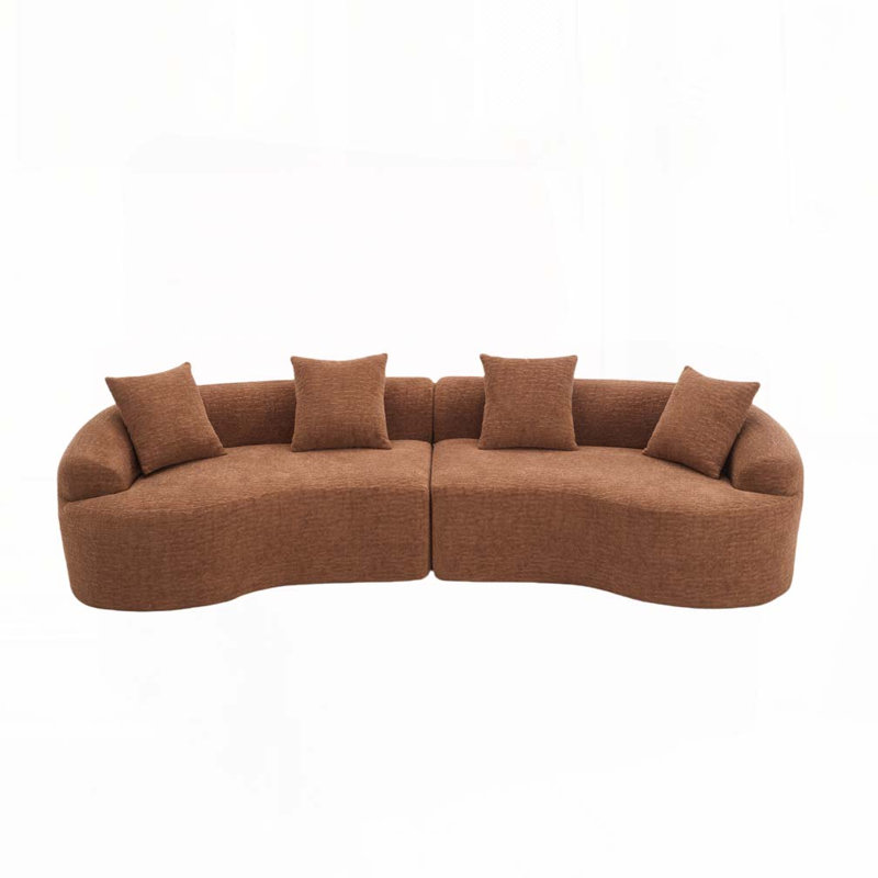 Canapé incurvé modulaire en tissu chenille, canapé éponge à compression complète, aucun assemblage requis, Caramel