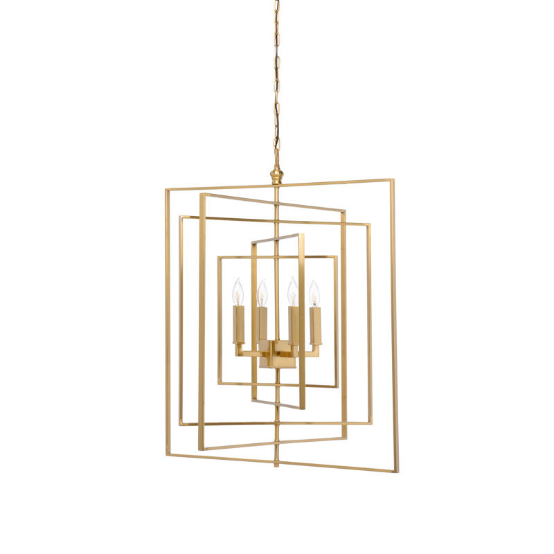 4 - Light Chandelier, Antique Brass