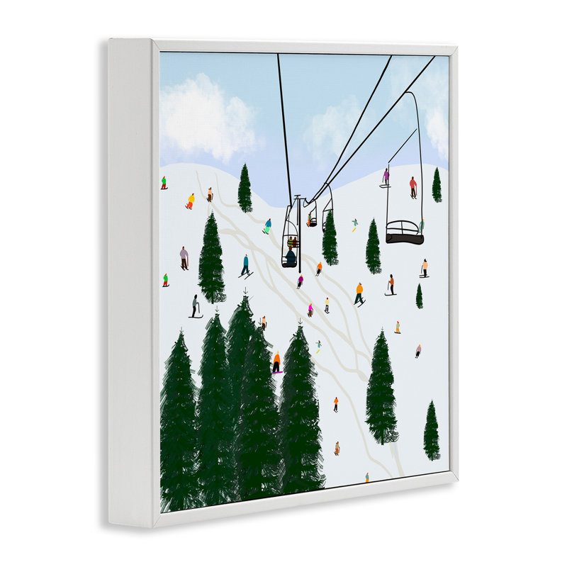 «Ski Lift Mountain Landscape», art de la giclée blanche encadrée par Ashley Singleton, H 24 po x l 24 po