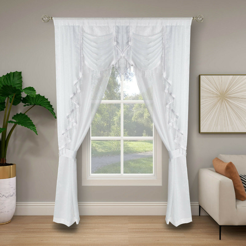 Paire de rideaux transparents avec passe-tringle Sedgwick, Blanc