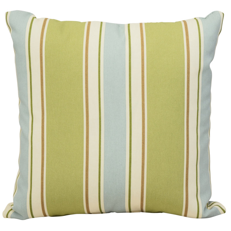 Gladding Outdoor Square Pillow Cover & Insert, Green/Gray Striped