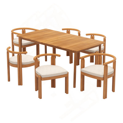 Ensemble de salle à manger d'extérieur 7 pièces (4 pièces sans accoudoir + 2 pièces avec accoudoirs et 1 table)