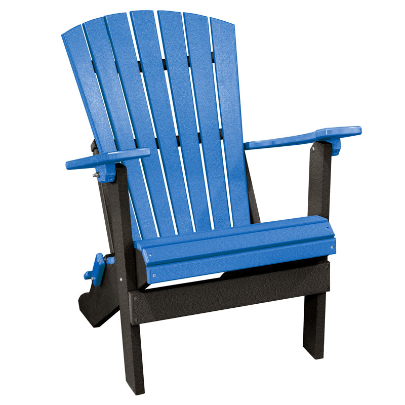 Carla Foldable Outdoor Adirondack Chair, Blue/Black