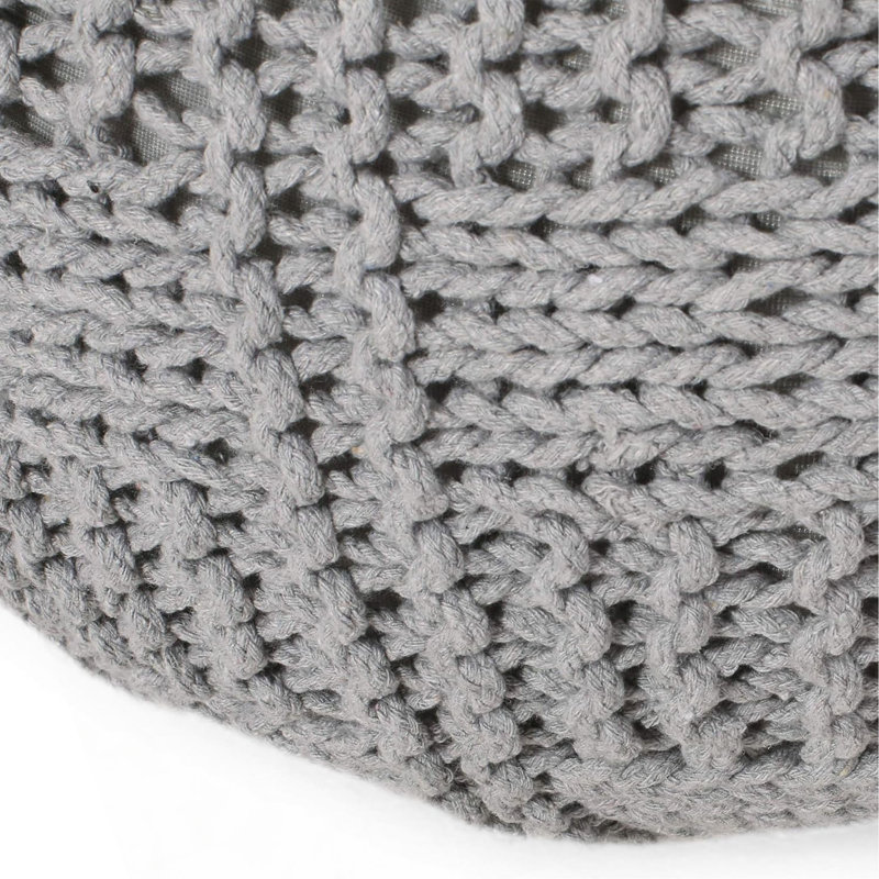 Charming Knitted Cotton Pouf For Stylish Home Decor And Comfort