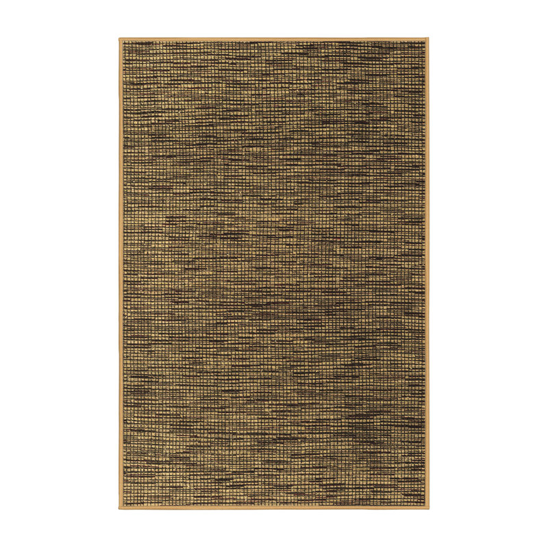 Tapis en laine / polyester tissé à la machine en noir / beige, Rectangle 2 pi x 3 pi