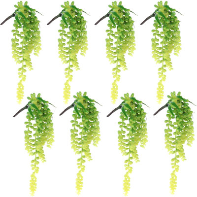 8 pièces plantes succulentes artificielles suspendus chaîne de perles plante faux succulente drapant verdure branche non tachetée plante grasse pour le printemps bureau à domicile intérieur extérieur décoration (vert jaune)
