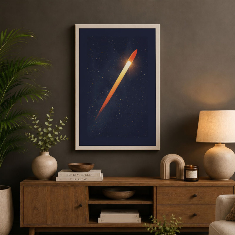 Rocket Through Stars Modern - Wrapped Canvas, 24x16 - 61.0 x 40.6 cm, Terracotta Border