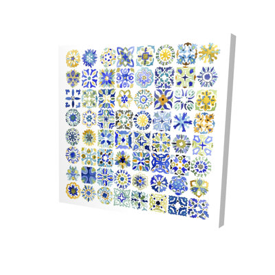 Toile marocaine bohémienne bleue | Aquarelle, décoration intérieure