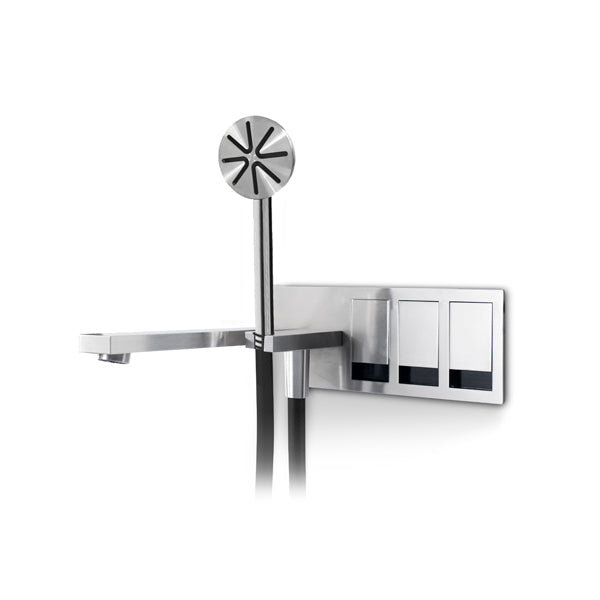 Acquaco Linki Tek Wall Mount Four-Hole Bathtub Faucet with Hand Shower, Polished Gold PVD