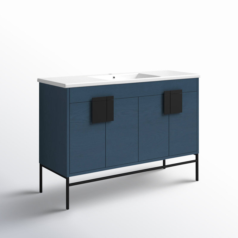 Ensemble de meuble-lavabo simple 48 po Maisie, Noir, Bleu français