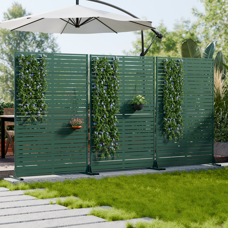 H 72 po x l 47 po x P 16 po avec écran d'intimité en métal et panneau de clôture en treillis pour terrasse, Vert foncé