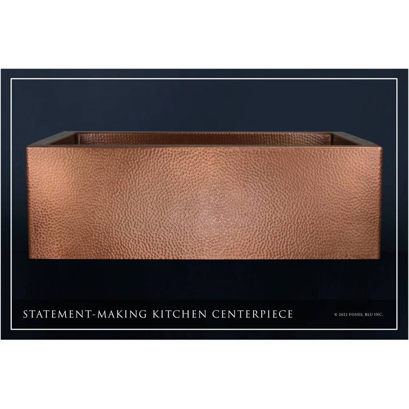 Luxury Heavy 12-Gauge Copper Farmhouse Sink, Includes Accessories, Flat Front