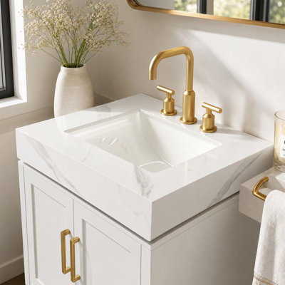 24" Carrara White Sintered Stone Vanity Top with Undermount Ceramic Sink