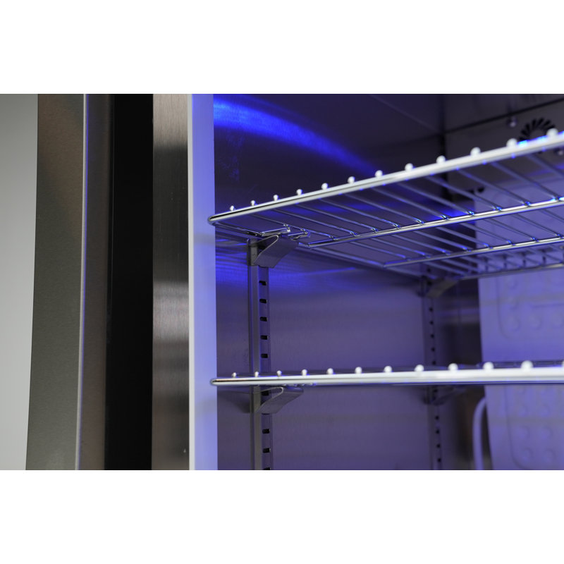 Module de réfrigérateur d'extérieur noir en acier inoxydable 80 po et 400 avec comptoirs et côtés en granite blanc Mont Alpi l 25 po x P 23 po x H 35 po + réfrigérateur à porte vitrée de 2,7 pieds cubes avec porte verrouillable + thermostat + 3 supports réglables + éclairage ambiant bleu
