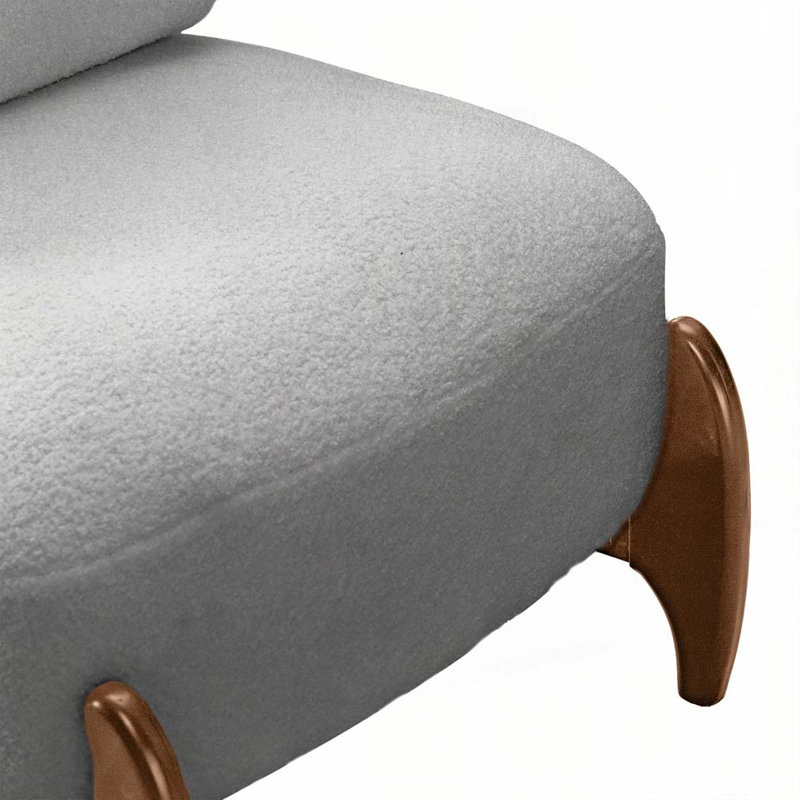 Chaise d'appoint rembourrée, Gris, Noyer