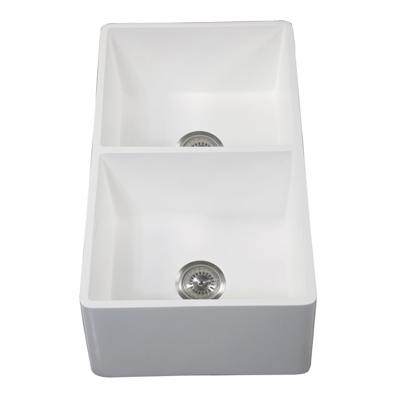 Arcticstone Solid Surface 33" x 18" Farmhouse Apron Kitchen Sink