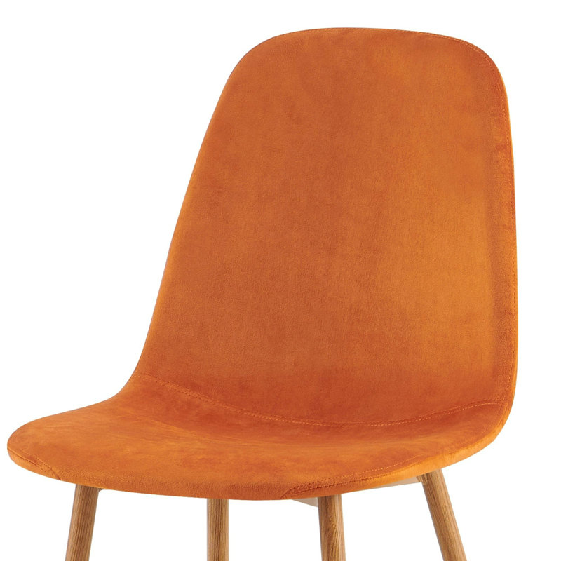 Allaina 55cm H Upholstered Metal Side Chair, Oak Wood, Orange