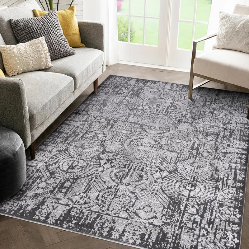 Tapis abstrait en polypropylène tissé à la machine Handel, Rectangle 5 pi 3 po x 7 pi 7 po