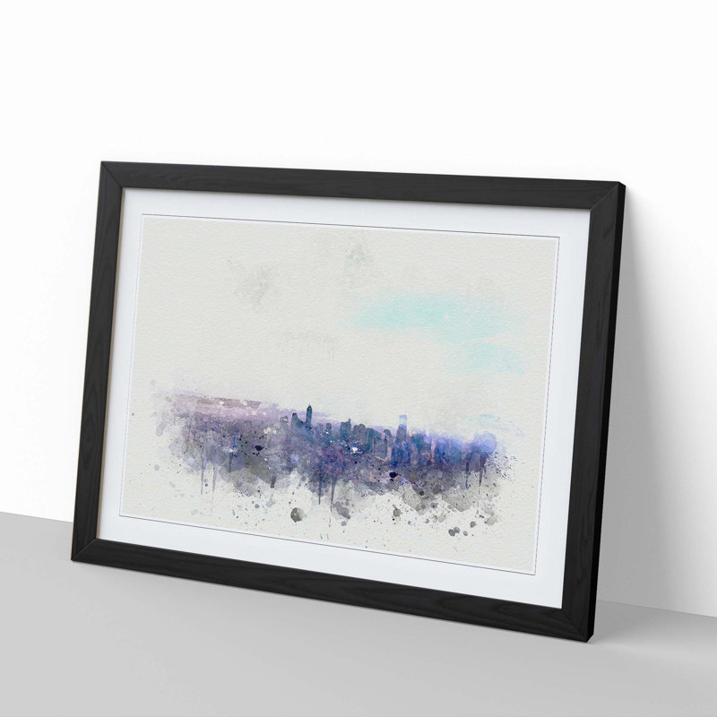 Manila Skyline in the Philippines in Abstract - Framed Print, 35cm H x 50cm W x 2cm D, Black