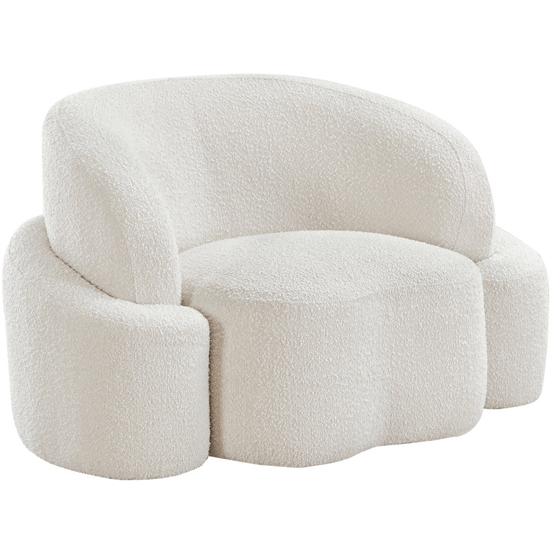 Hinely Upholstered Armchair, Cream Boucle Fabric