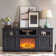Rymann Farmhouse Fireplace TV Stand with Timer, Wood TV Console for TVs up to 78" with 23" Electric Fireplace Included