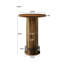 Table de bar ronde rustique en bois aggloméré industriel avec anneau repose-pieds en métal et colonne en faux grain de bois, pour bar, restaurant ou salon à la maison