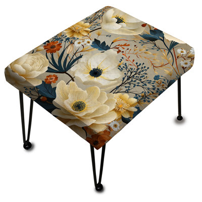 Ivoire Boho Chic Motif floral - Repose-pieds rectangulaire floral