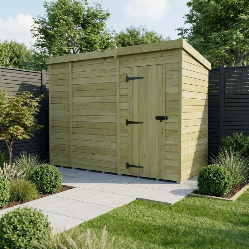 Total Sheds 9ft x 4ft Pent Garden Shed - Single Door - No Windows - Pressure Treated Timber - UK Manufactured