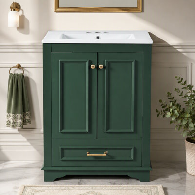Meuble-lavabo autoportant moderne 24 po avec lavabo en céramique