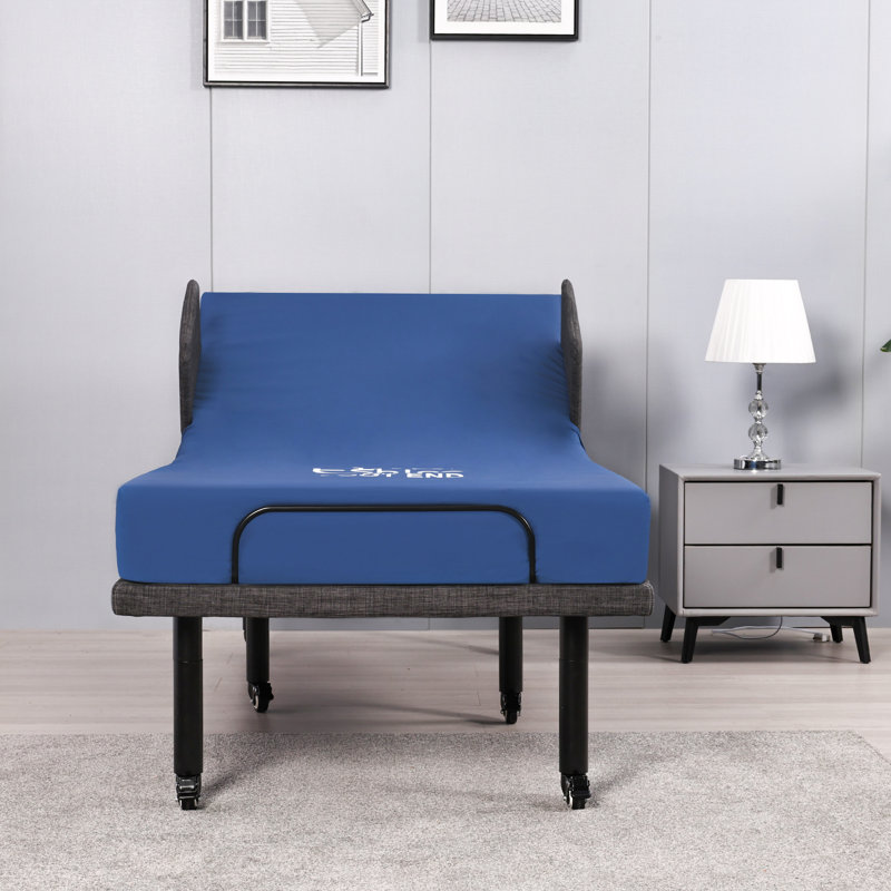 Massaging Zero Gravity  Adjustable Bed Frame With 6'' Firm Memory Foam Mattress, Including Side Rails & Pedal Locking Casters-3101G Series