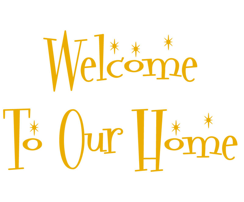 Décalcomanie murale "welcome to the home", H 22 po x l 36 po x P 0,01 po, Jaune signalisation