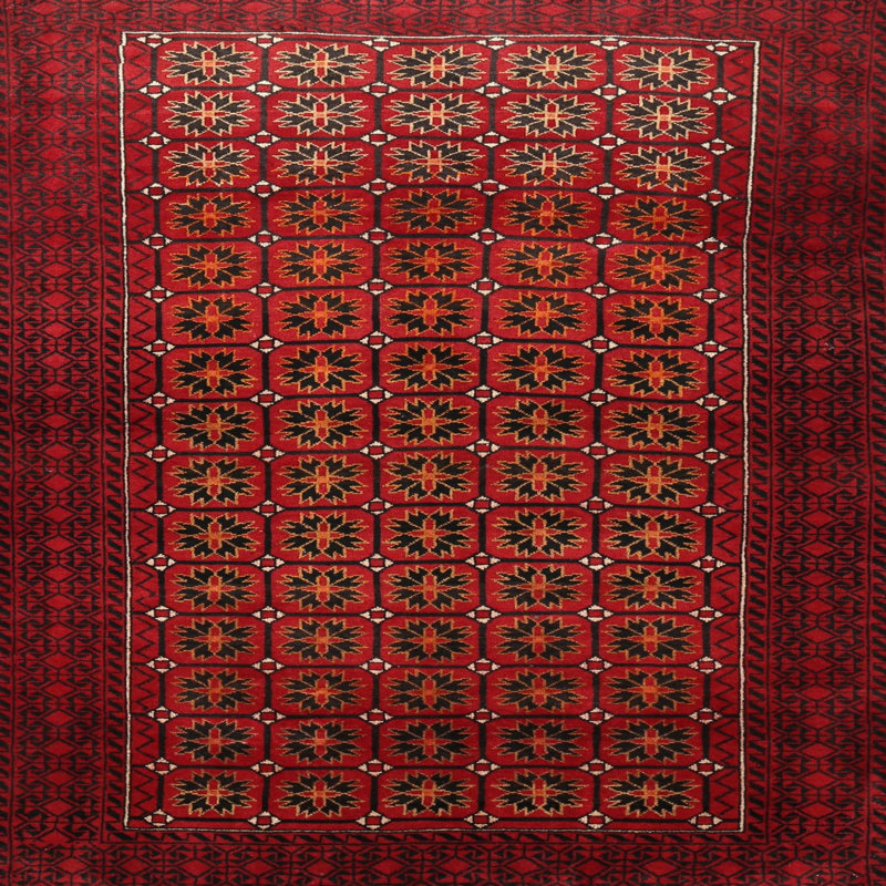 Tapis de style oriental rouge, Carré 6 pi