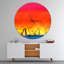 Arbre et ciel rouge printemps - horloge murale moderne-34141070