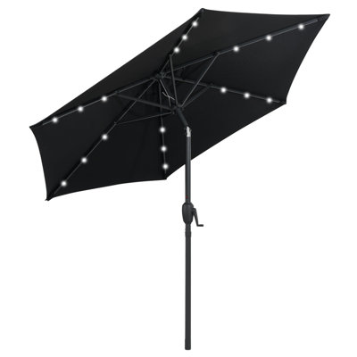 Parasol à énergie solaire 7,5 pi avec poignée à manivelle à bouton-poussoir inclinable 7,5 pi