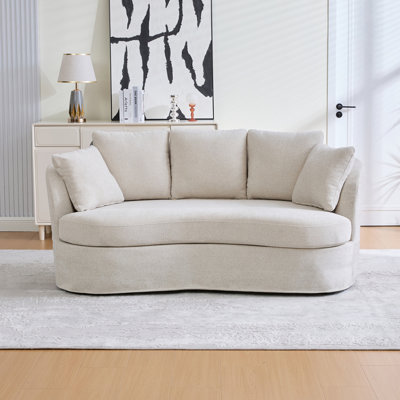 73.82" Wide Curved Sofa, Modern Luxury Plush Chenille Extra-Deep Seat, 4 Removable Cushions, Suitable For Small Spaces, Living Rooms, Bedrooms