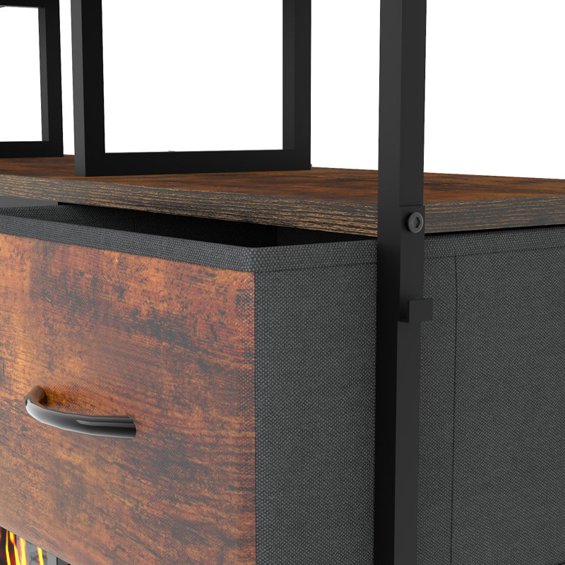 Fireplace Tv Stand With 4 Drawers, Brown