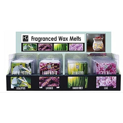 4 Assorted Dual Fragrance Wax Melts, 24 Pack Grab Bag Bulk Pack, Eucalyptus, Bamboo Forest, Lavender, Lilac for Aromatherapy, Spa, Meditation, Home