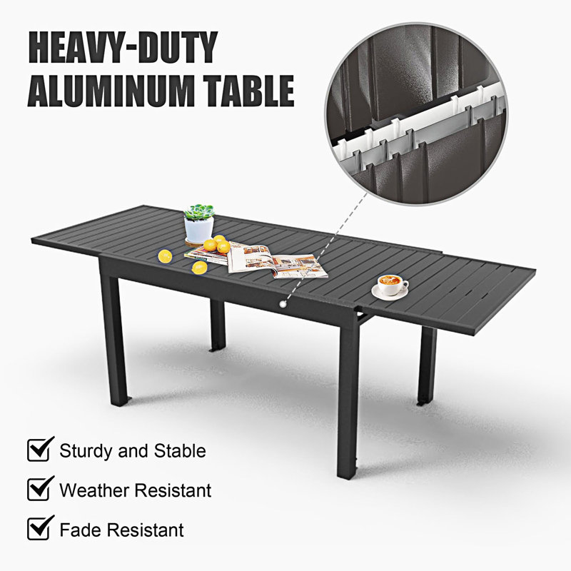 Table de salle à manger extensible Apolonja, L 35,4 po x L 35,4 po, Gris foncé