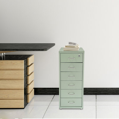 11" 6 Layers Vertical File Cabinet Metal File Cabinet With Lock by Inbox Zero