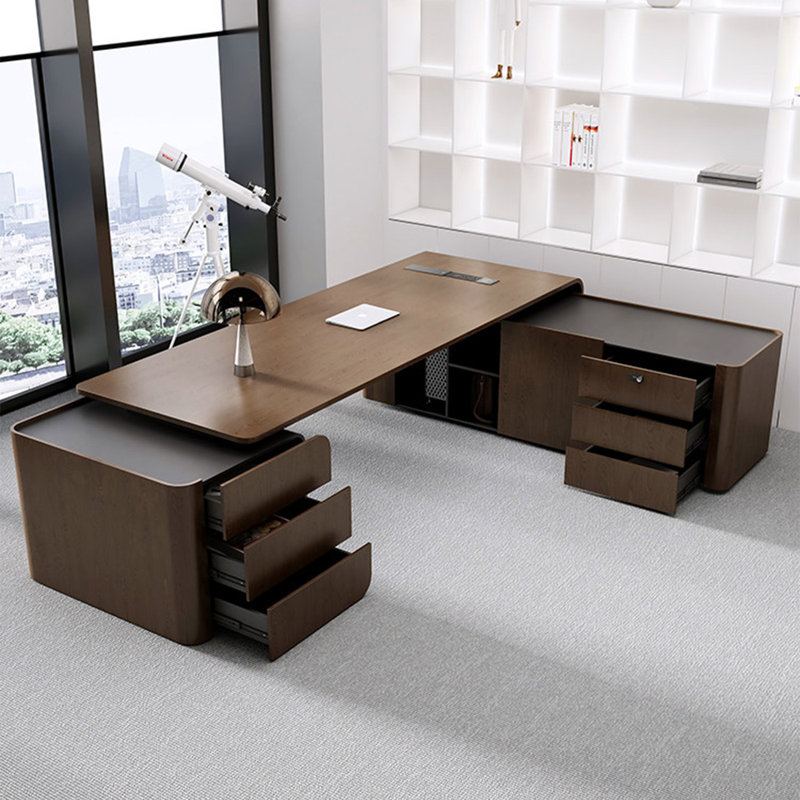 Table de bureau en L 110,24 po de style chinois, 29.53" H x 110.24" W x 70.87" D