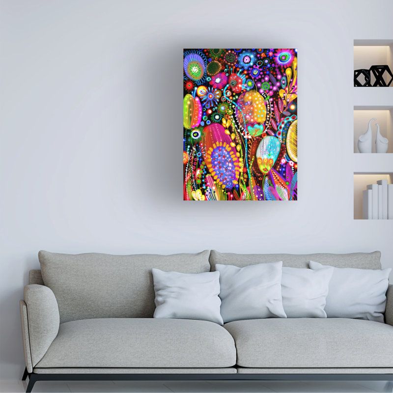 Art mural sur toile tendue - «Neon Tulipan» de Noemi Ibarz pour décoration de salon, de chambre à coucher ou de bureau - 14 x 19