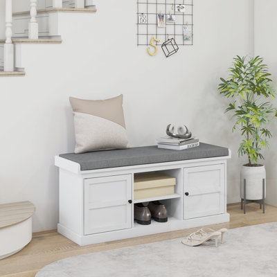 Banc de rangement pour chaussures avec coussin et tablette réglable